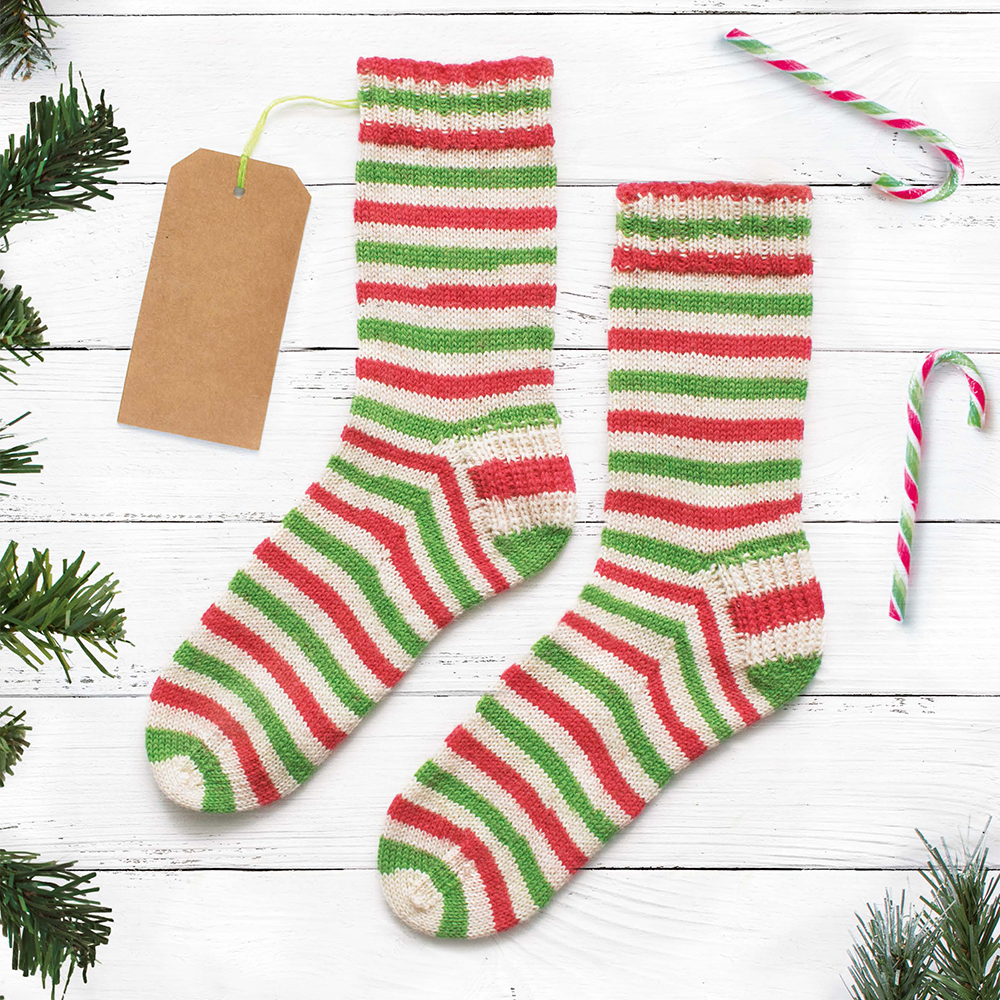 West Yorkshire Spinners Pattern - Candy Cane Socks