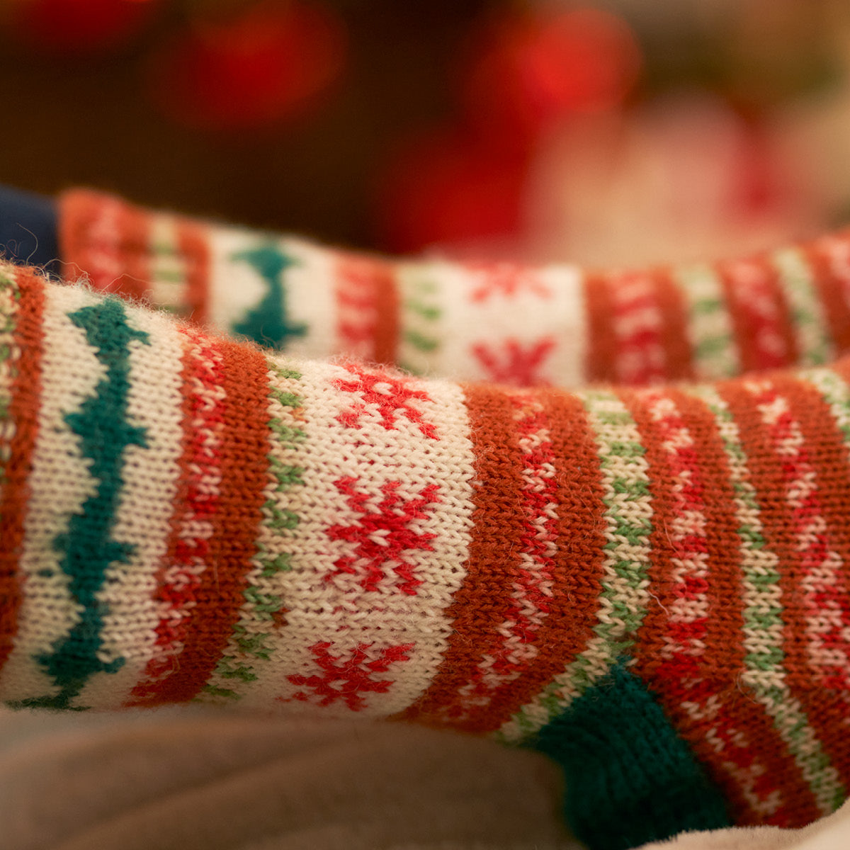 West Yorkshire Spinners Pattern - Gretel Christmas Motif Knitted Socks