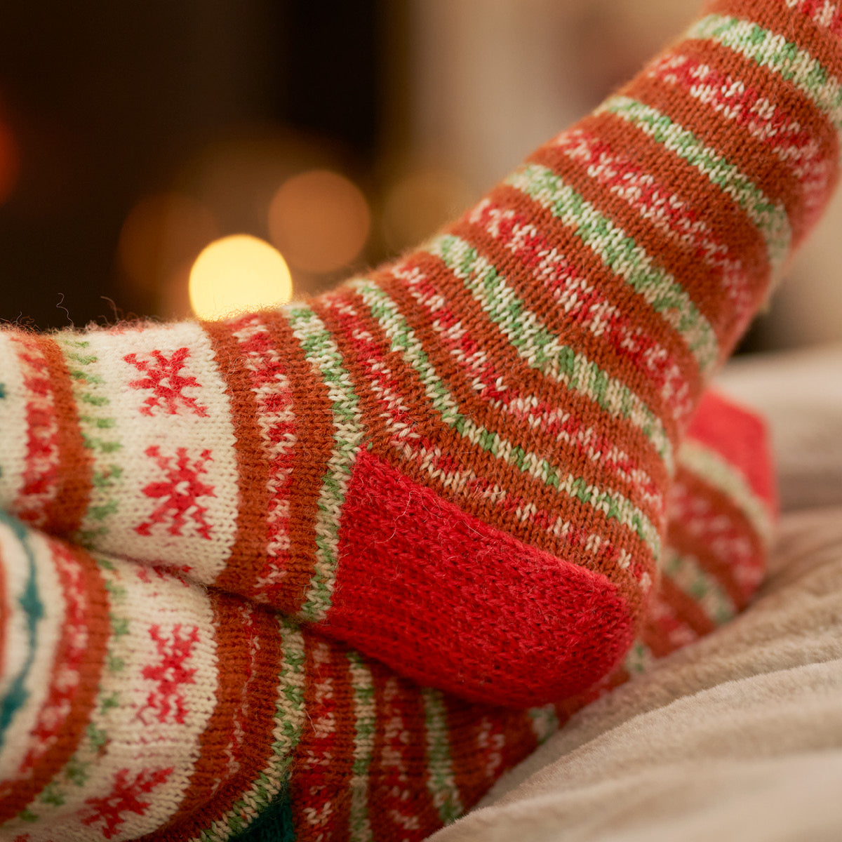 West Yorkshire Spinners Pattern - Gretel Christmas Motif Knitted Socks