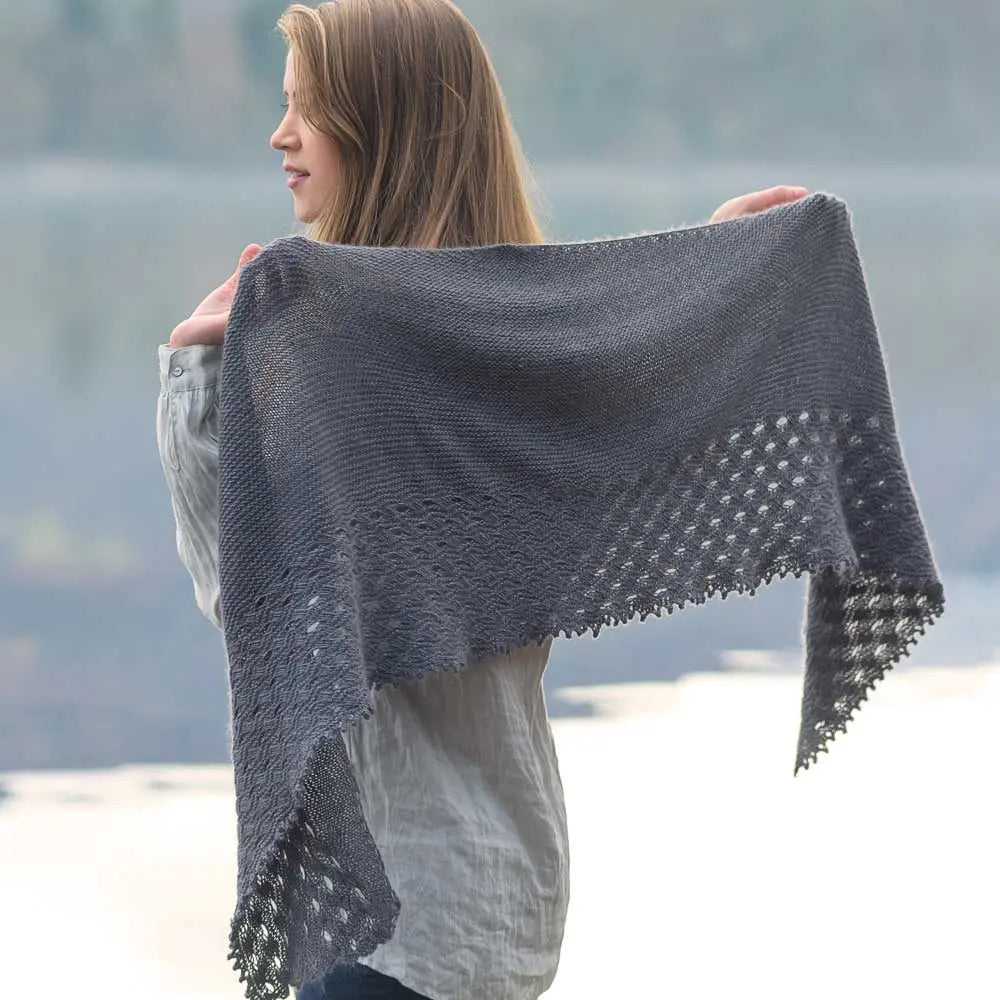 Falls of Foyers Shawl kit by Melanie Berg and featuring The Fibre Co. yarn, Road to China Light.