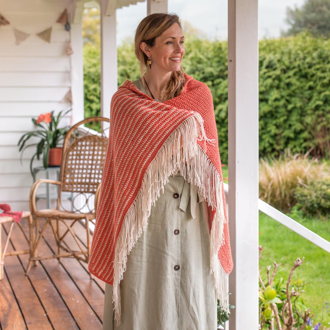 April Gopwani’s Rise and Set Blanket is inspired by the warm tones of the rising and setting sun, and features in our By Hook Collection.