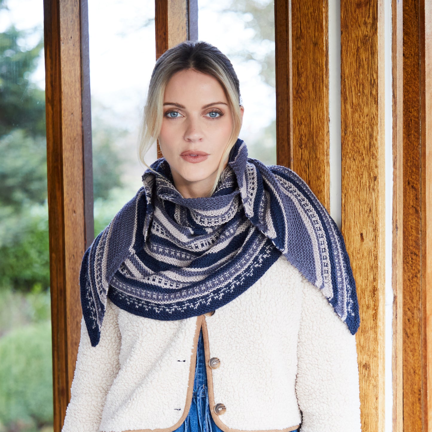 West Yorkshire Spinners Pattern - Grete Garter & Pip Stitch Shawl