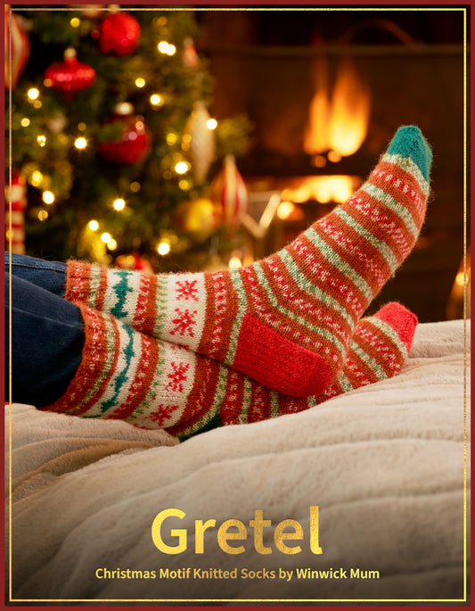 West Yorkshire Spinners Pattern - Gretel Christmas Motif Knitted Socks